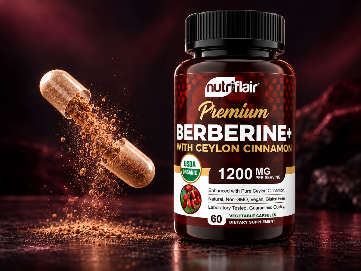 Cápsula de Berberina Premium abierta mostrando su contenido en polvo