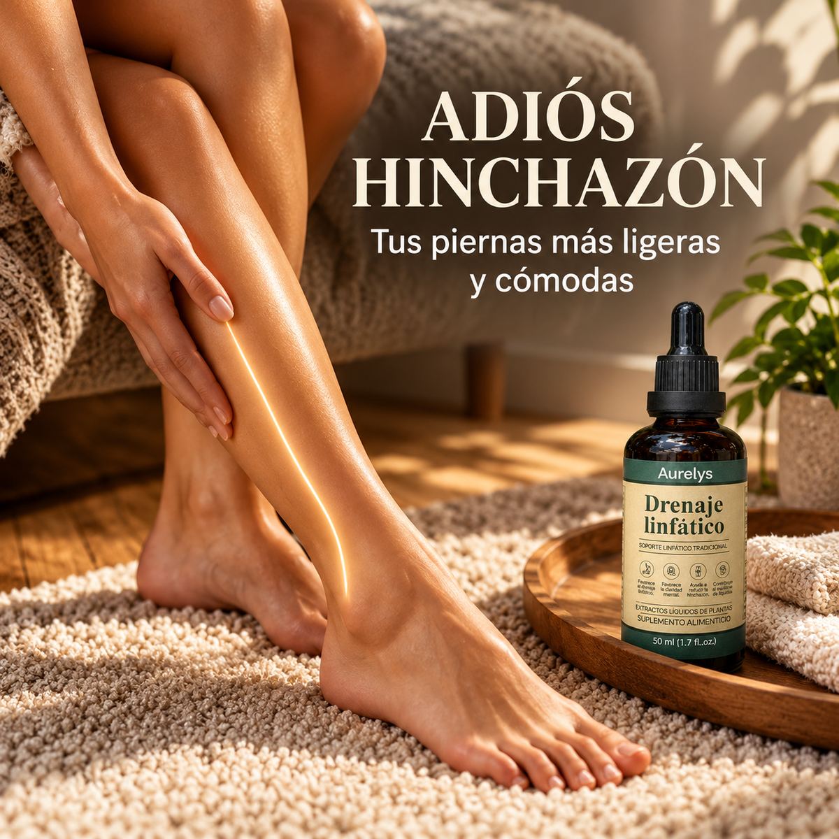 Piernas más ligeras y cómodas con Drenaje Linfático Aurelys, fórmula botánica en gotas